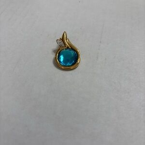 Gold and Blue Teardrop Necklace